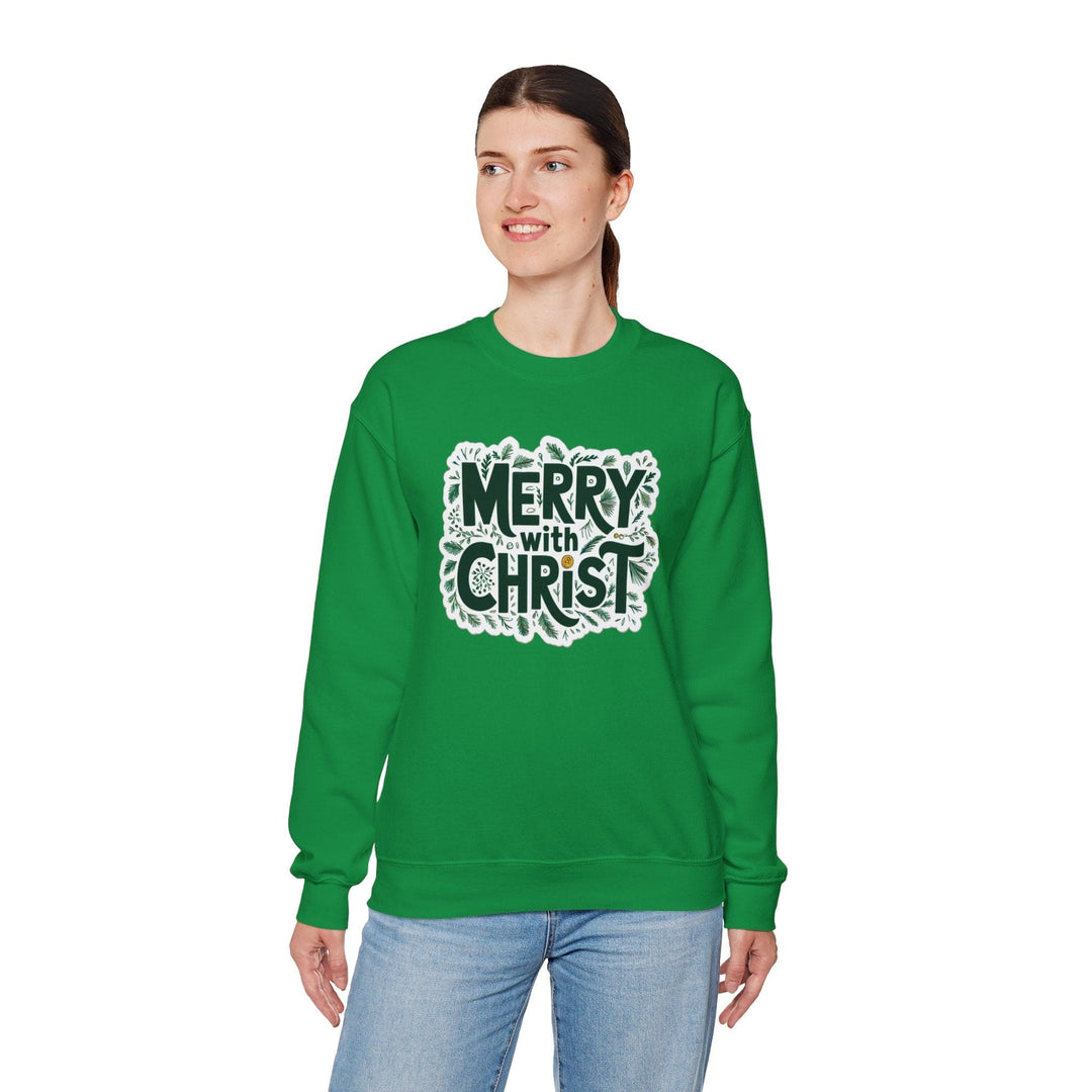 Womens Graphic Sweatshirt - Merry with Christ - Holiday Inspiration - Sweatshirt