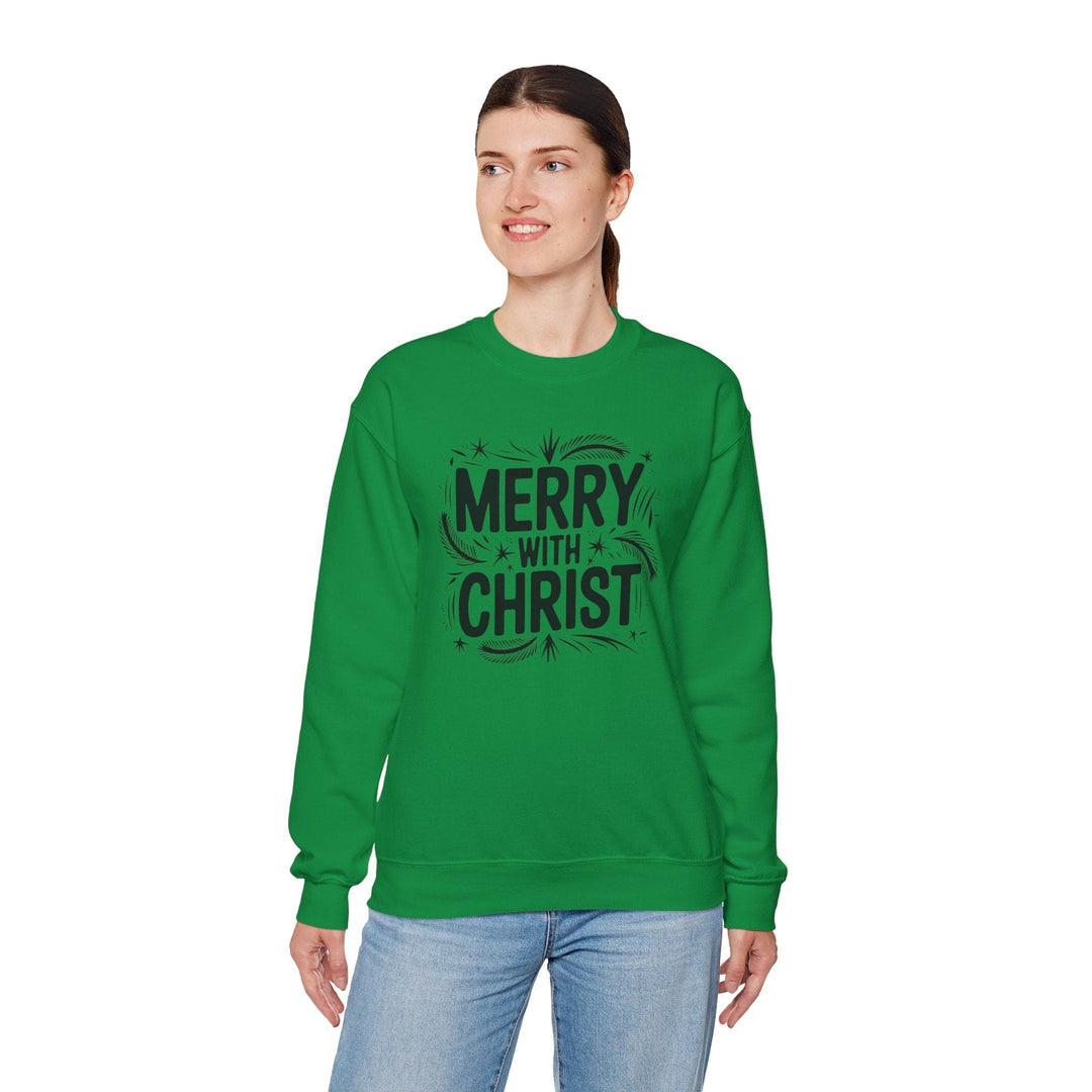 Womens Graphic Sweatshirt - Merry with Christ - Holiday Inspiration - Sweatshirt