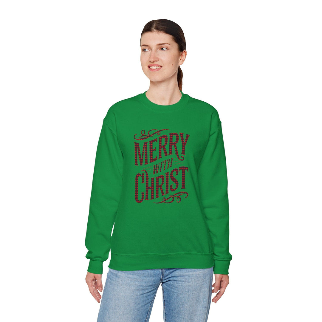 Womens Graphic Sweatshirt - Merry with Christ - Holiday Inspiration - Sweatshirt