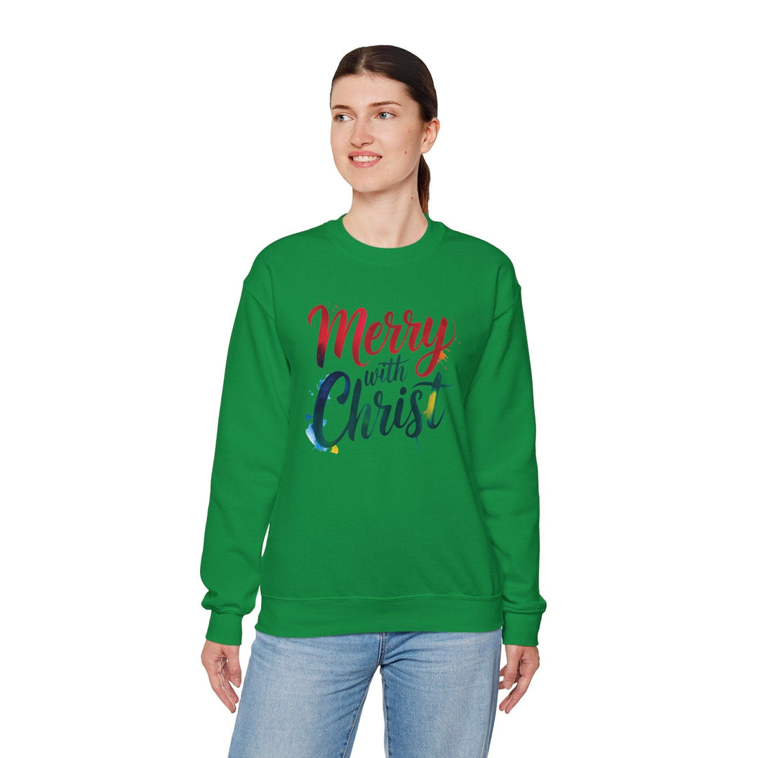 Womens Graphic Sweatshirt - Merry with Christ - Holiday Inspiration - Sweatshirt