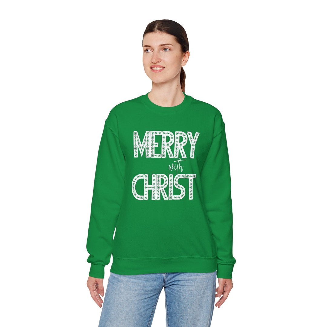 Womens Graphic Sweatshirt - Merry with Christ - Holiday Inspiration - Sweatshirt