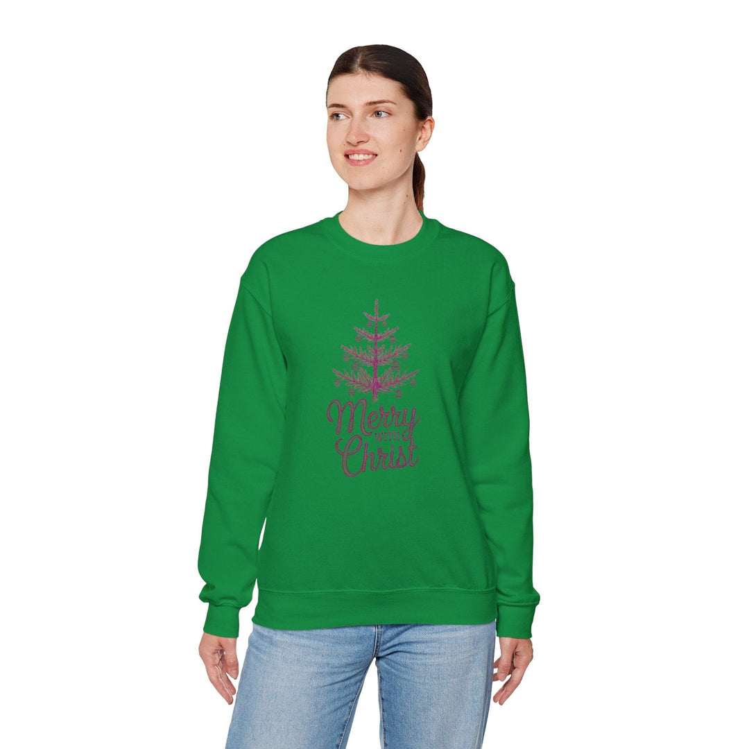 Womens Graphic Sweatshirt - Merry with Christ - Holiday Inspiration - Sweatshirt