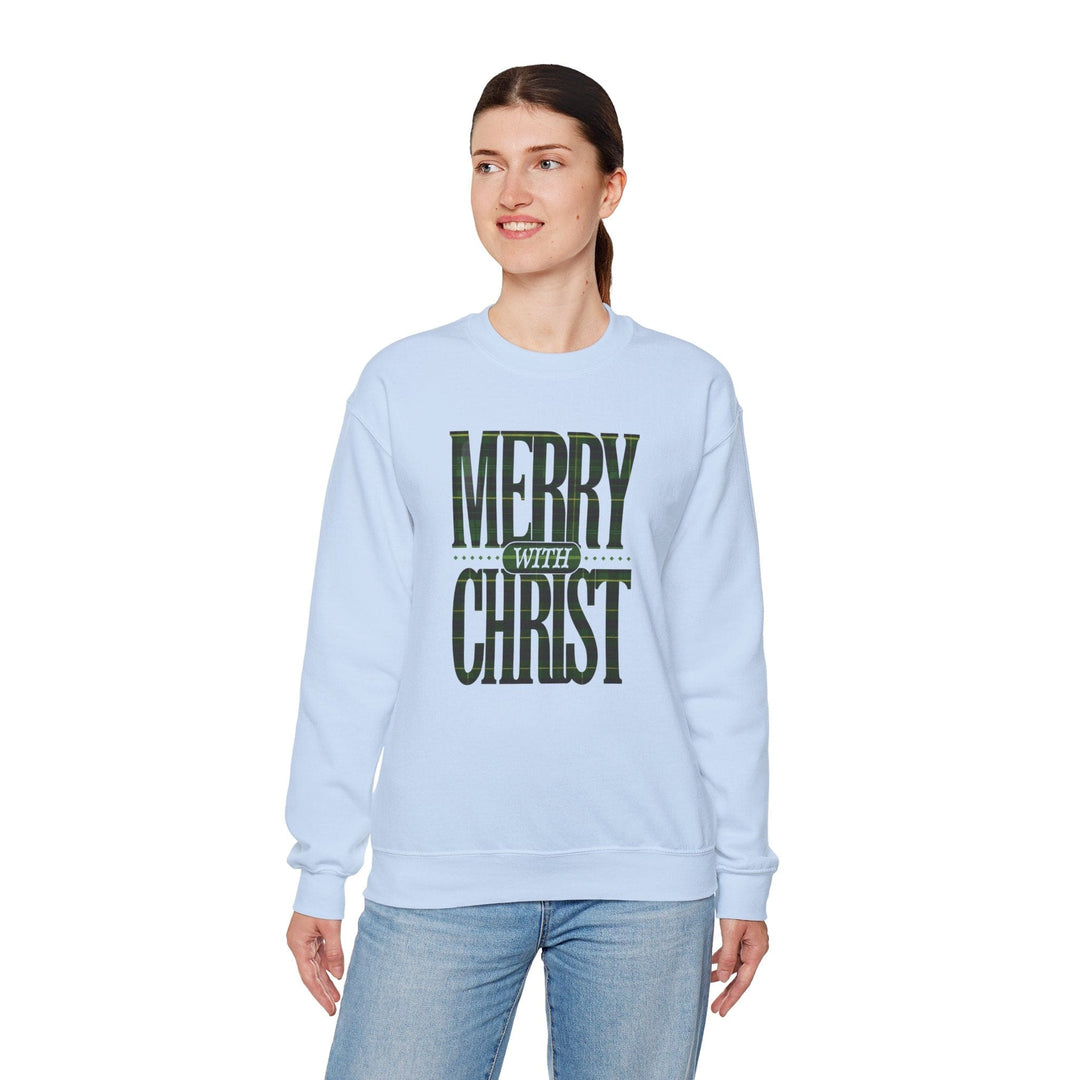 Womens Graphic Sweatshirt - Merry with Christ - Holiday Inspiration - Sweatshirt