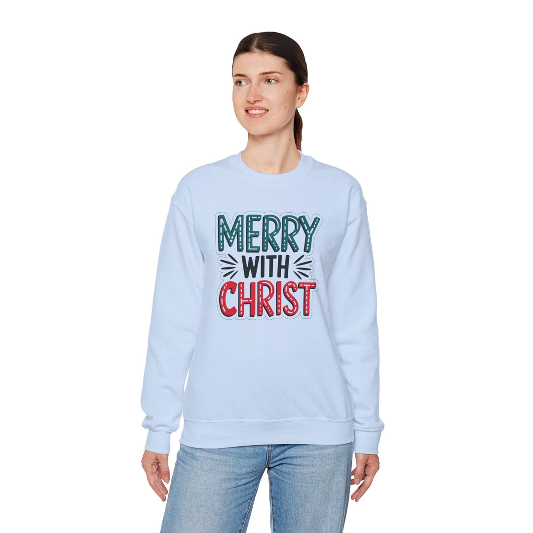 Womens Graphic Sweatshirt - Merry with Christ - Holiday Inspiration - Sweatshirt