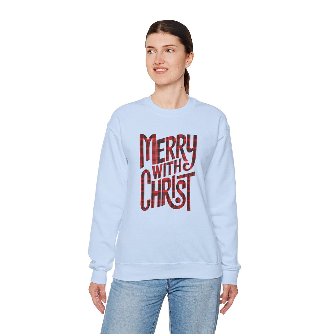 Womens Graphic Sweatshirt - Merry with Christ - Holiday Inspiration - Sweatshirt