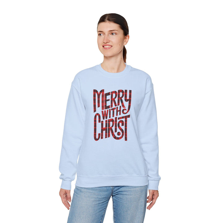 Womens Graphic Sweatshirt - Merry with Christ - Holiday Inspiration - Sweatshirt