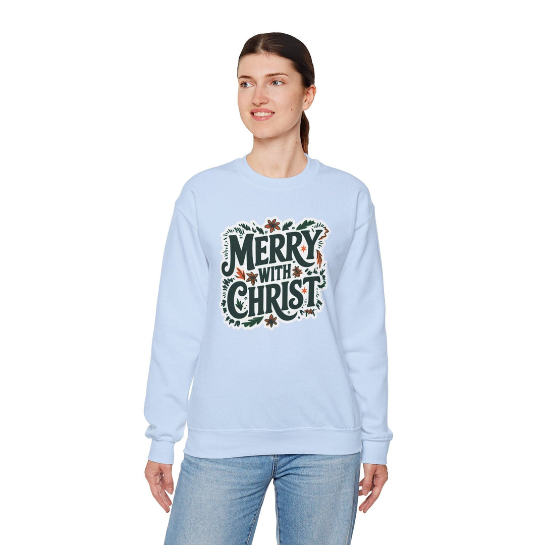 Womens Graphic Sweatshirt - Merry with Christ - Holiday Inspiration - Sweatshirt
