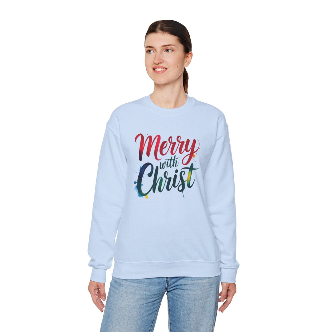 Womens Graphic Sweatshirt - Merry with Christ - Holiday Inspiration - Sweatshirt