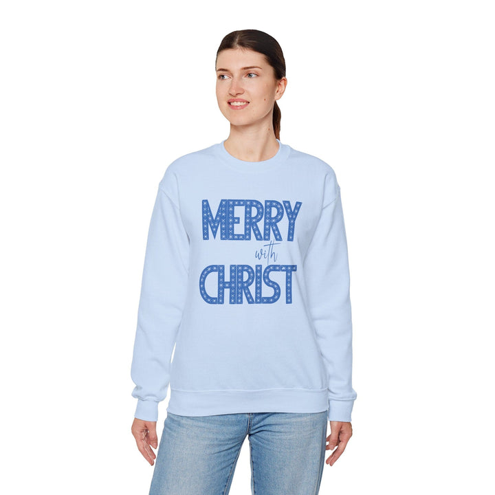 Womens Graphic Sweatshirt - Merry with Christ - Holiday Inspiration - Sweatshirt