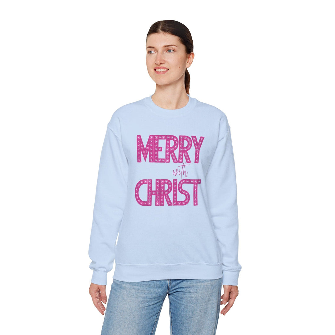 Womens Graphic Sweatshirt - Merry with Christ - Holiday Inspiration - Sweatshirt