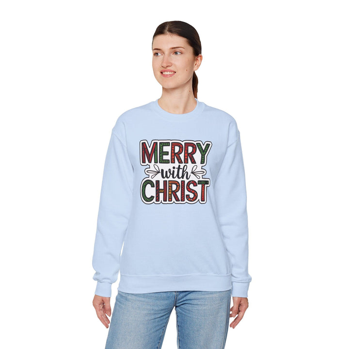 Womens Graphic Sweatshirt - Merry with Christ - Holiday Inspiration - Sweatshirt