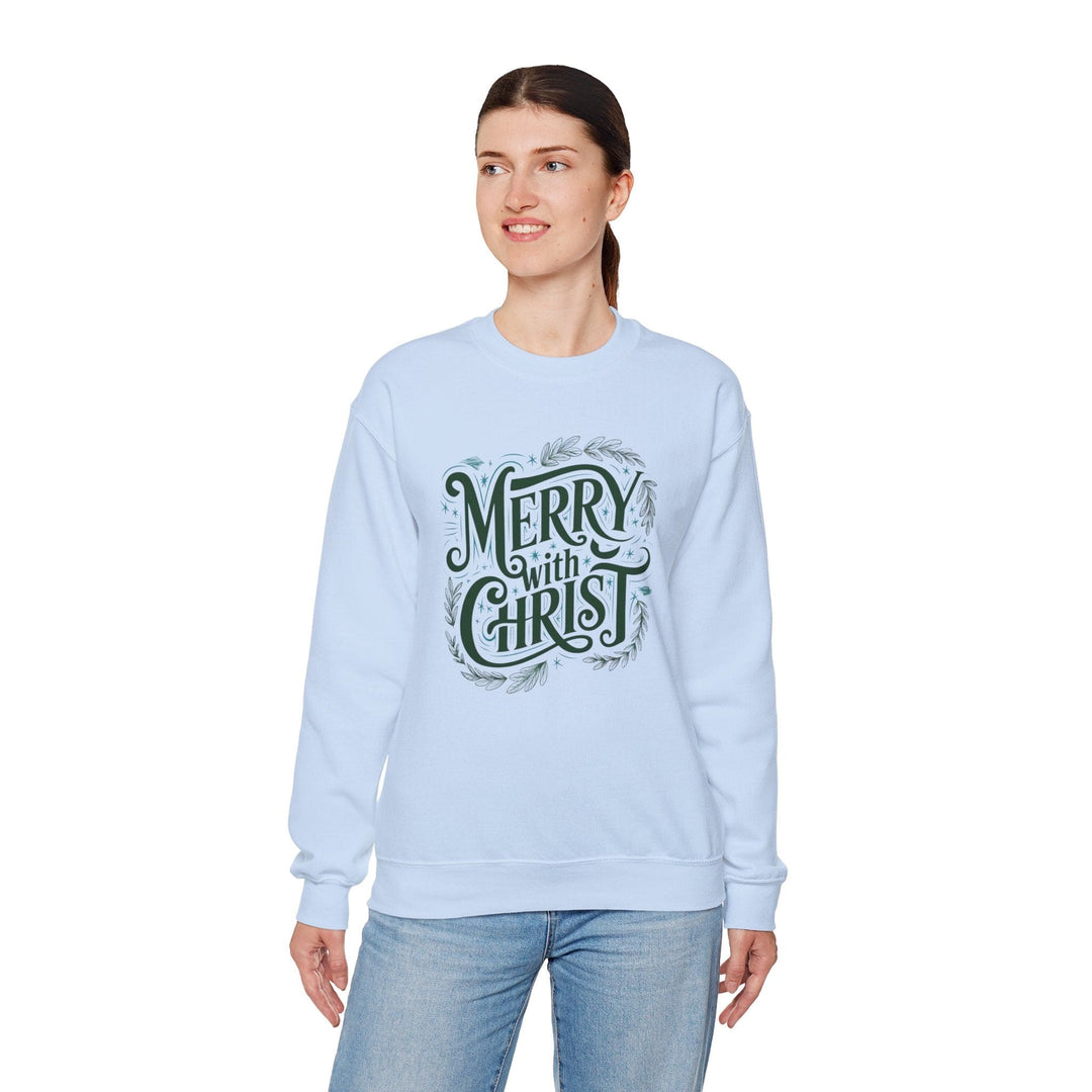 Womens Graphic Sweatshirt - Merry with Christ - Holiday Inspiration - Sweatshirt