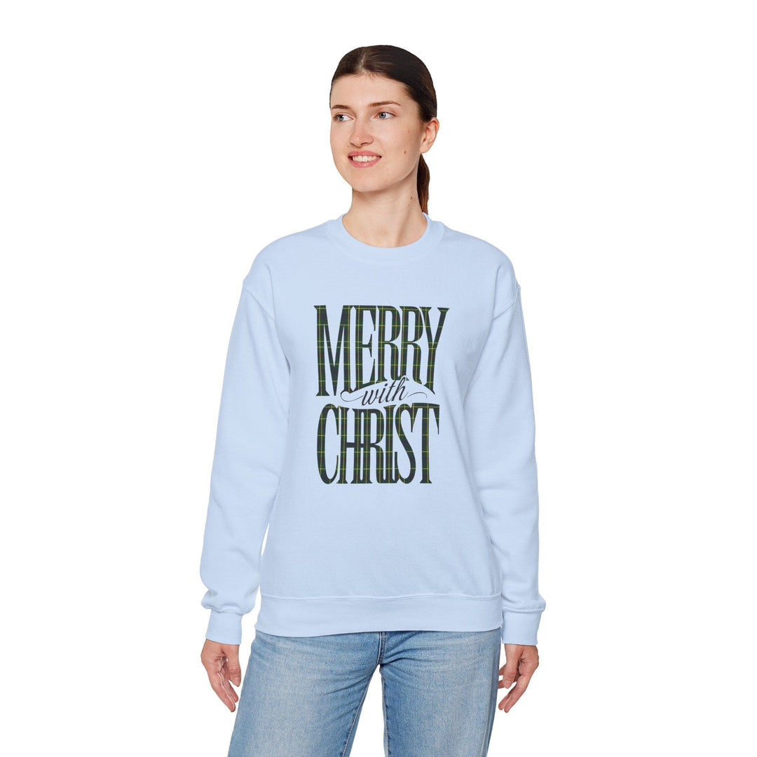 Womens Graphic Sweatshirt - Merry with Christ - Holiday Inspiration - Sweatshirt