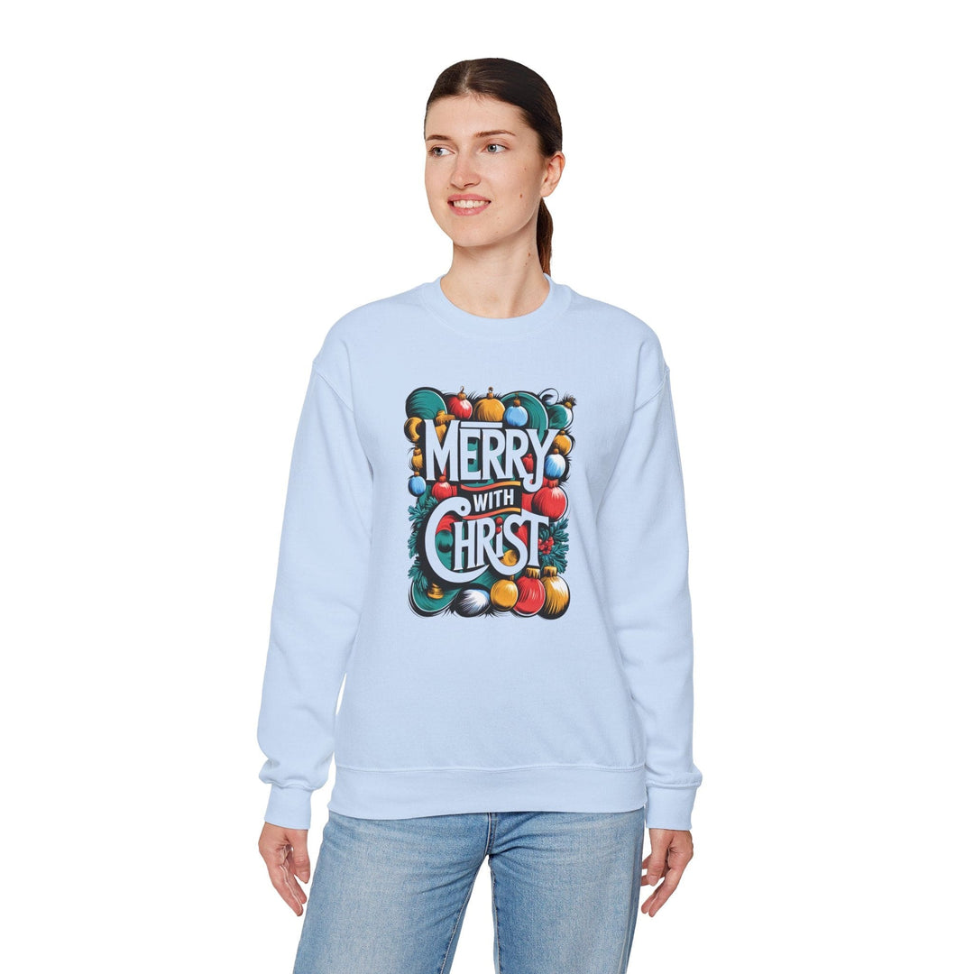 Womens Graphic Sweatshirt - Merry with Christ - Holiday Inspiration - Sweatshirt
