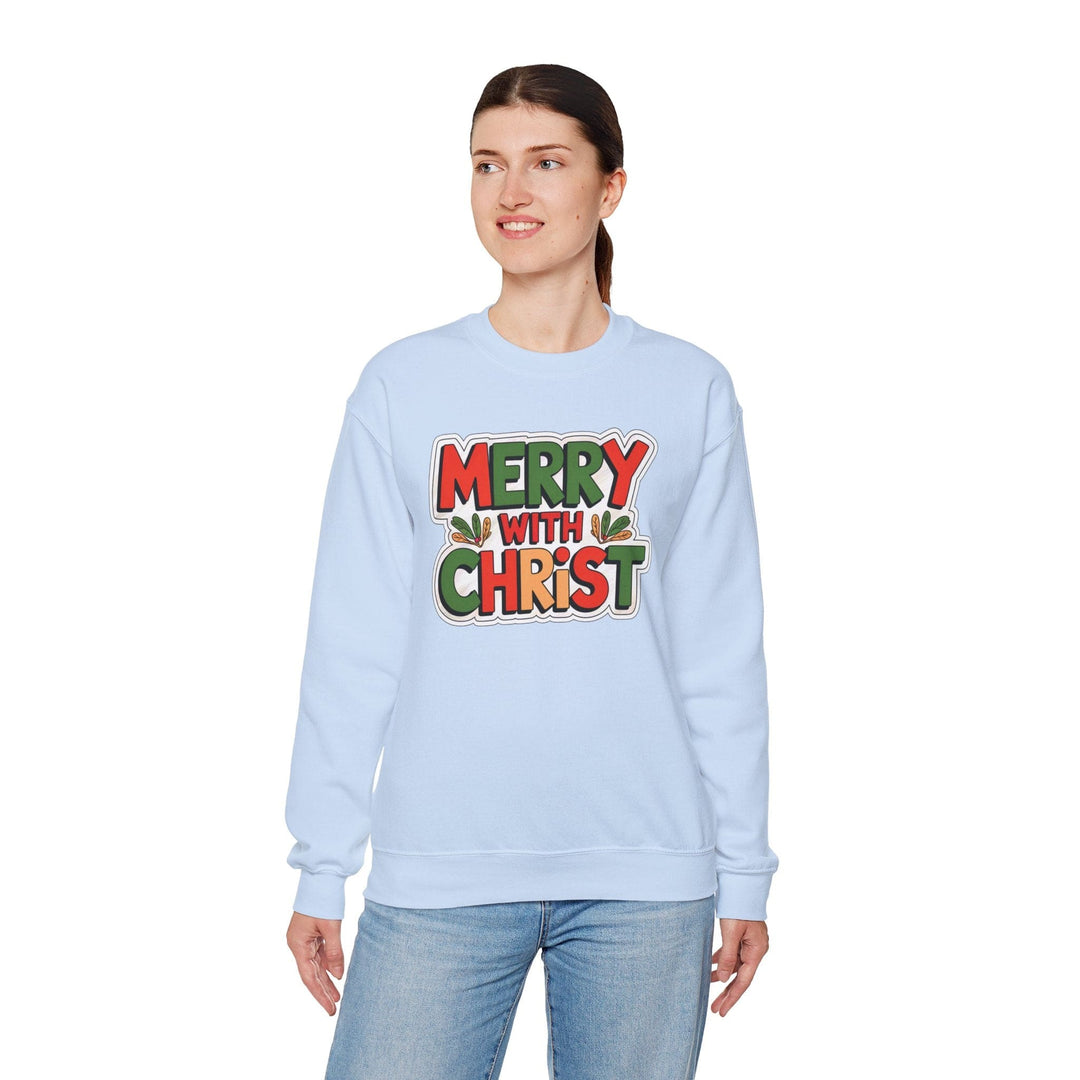 Womens Graphic Sweatshirt - Merry with Christ - Holiday Inspiration - Sweatshirt