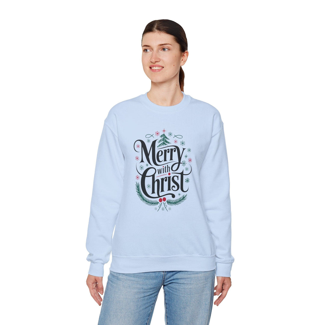 Womens Graphic Sweatshirt - Merry with Christ - Holiday Inspiration - Sweatshirt