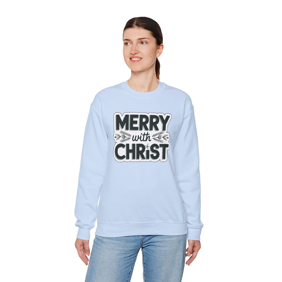 Womens Graphic Sweatshirt - Merry with Christ - Holiday Inspiration - Sweatshirt