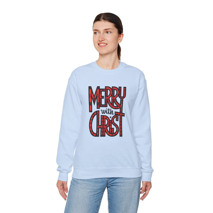 Womens Graphic Sweatshirt - Merry with Christ - Holiday Inspiration - Sweatshirt