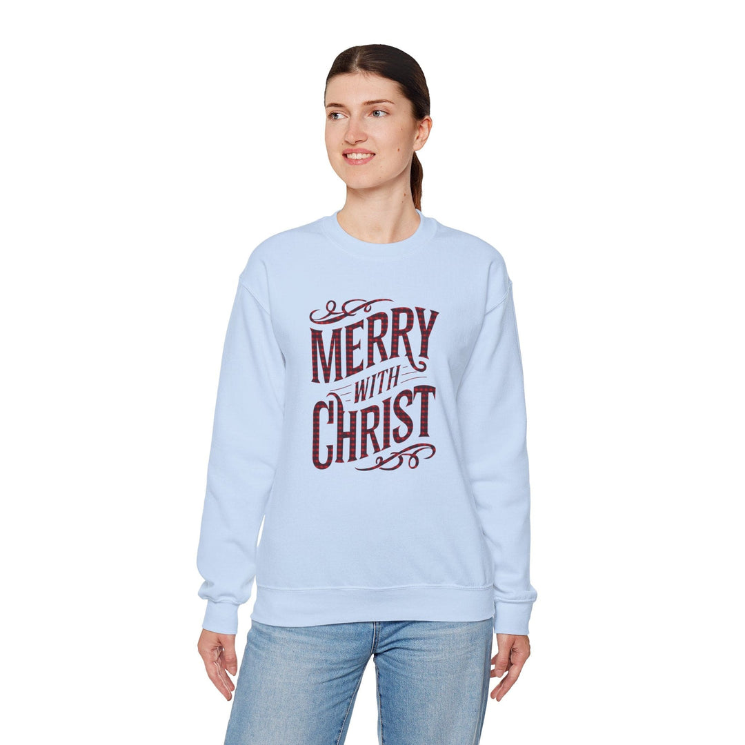 Womens Graphic Sweatshirt - Merry with Christ - Holiday Inspiration - Sweatshirt
