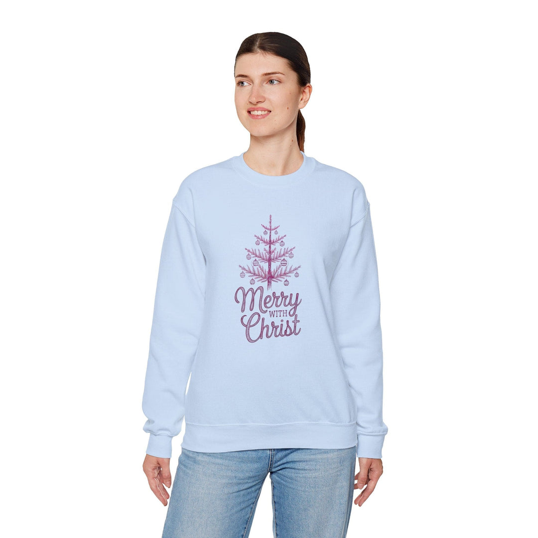 Womens Graphic Sweatshirt - Merry with Christ - Holiday Inspiration - Sweatshirt