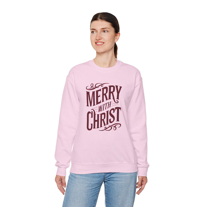 Womens Graphic Sweatshirt - Merry with Christ - Holiday Inspiration - Sweatshirt