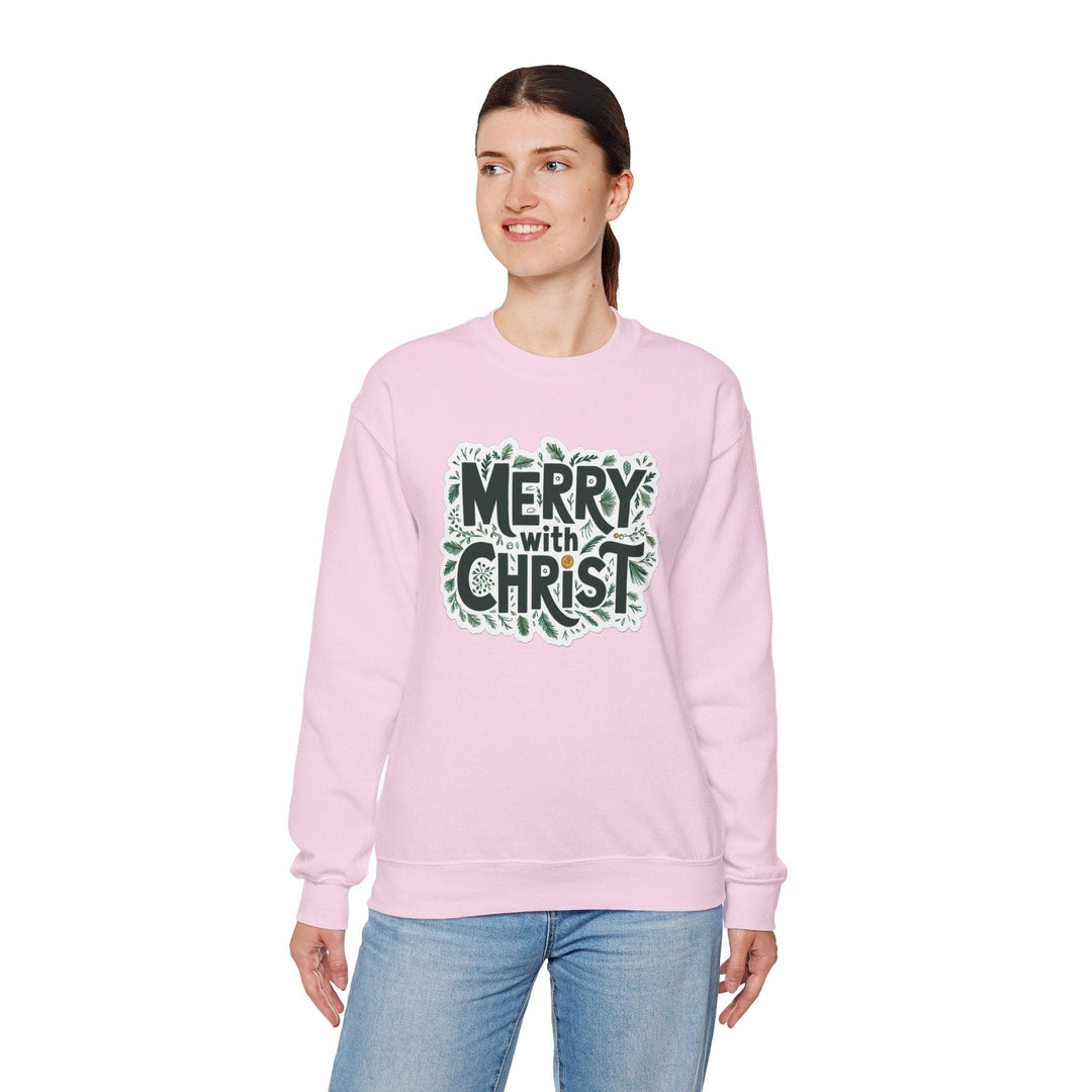 Womens Graphic Sweatshirt - Merry with Christ - Holiday Inspiration - Sweatshirt