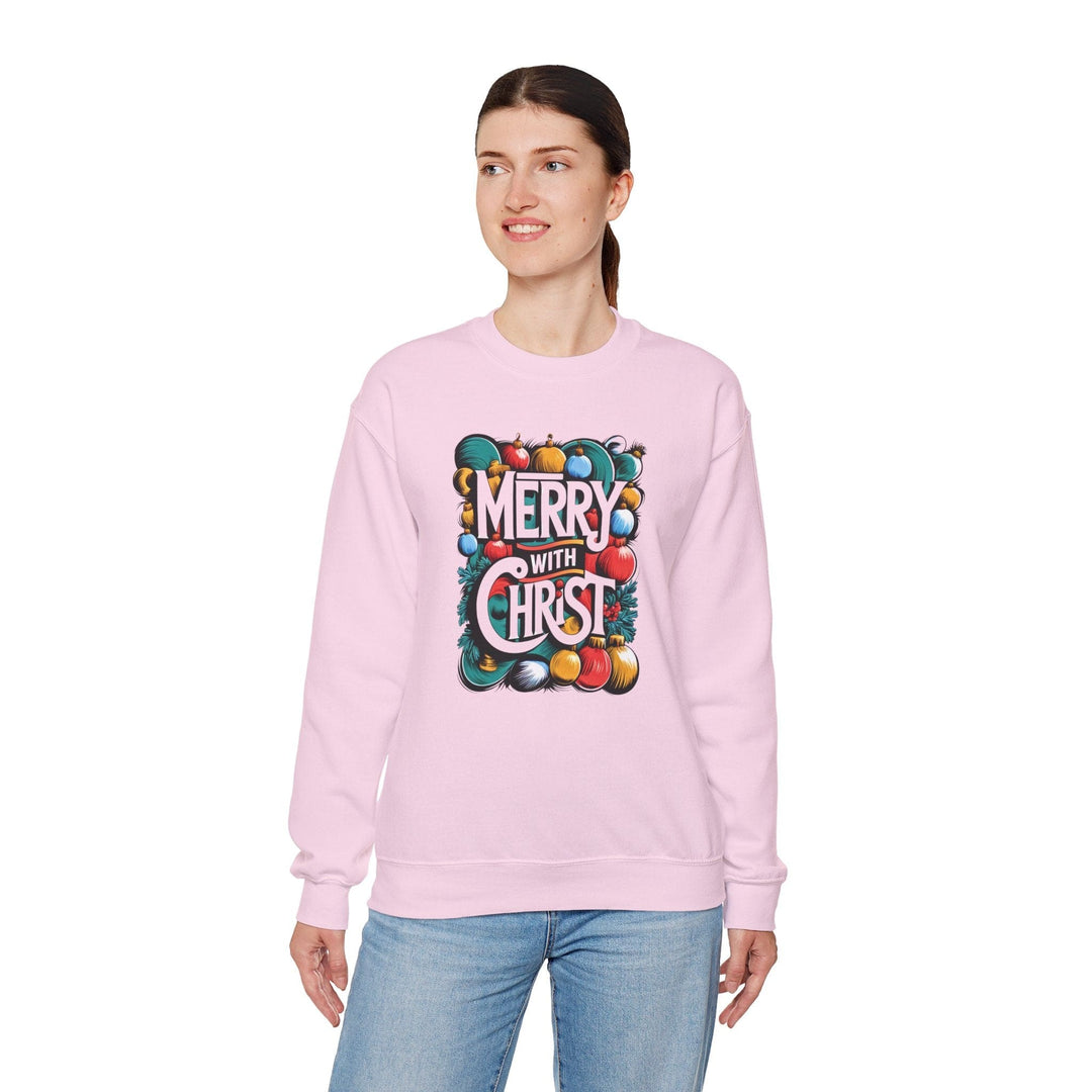 Womens Graphic Sweatshirt - Merry with Christ - Holiday Inspiration - Sweatshirt