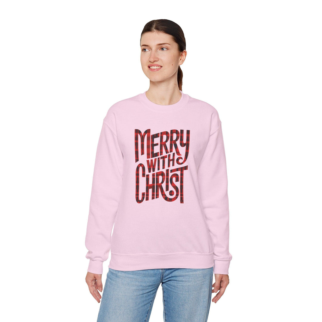 Womens Graphic Sweatshirt - Merry with Christ - Holiday Inspiration - Sweatshirt