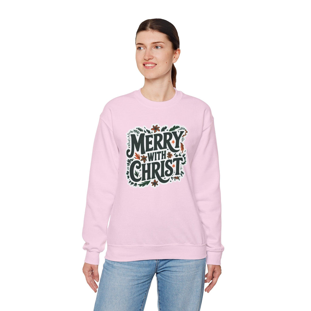 Womens Graphic Sweatshirt - Merry with Christ - Holiday Inspiration - Sweatshirt