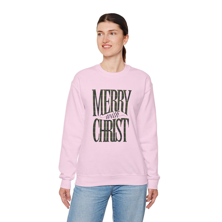 Womens Graphic Sweatshirt - Merry with Christ - Holiday Inspiration - Sweatshirt