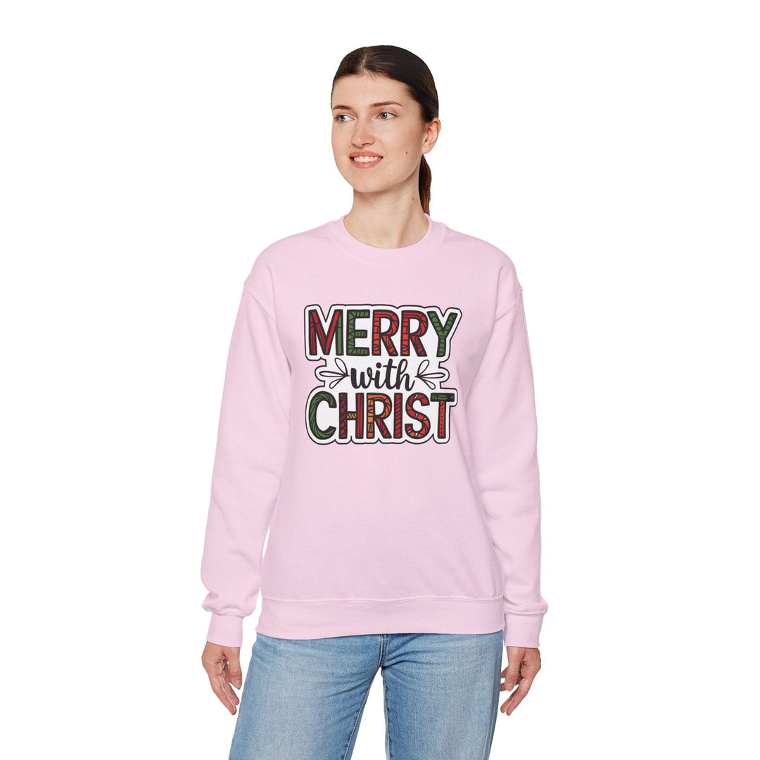 Womens Graphic Sweatshirt - Merry with Christ - Holiday Inspiration - Sweatshirt
