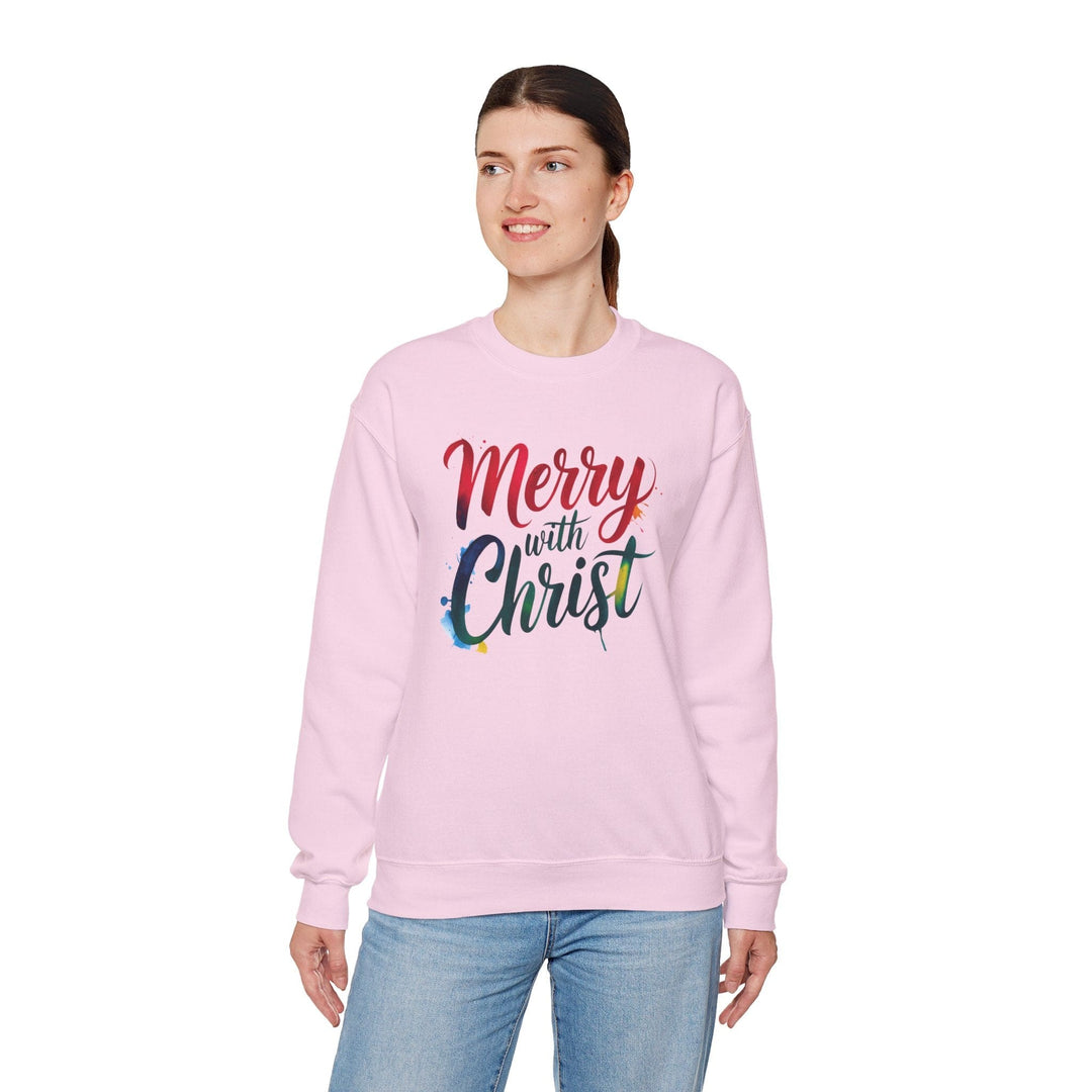 Womens Graphic Sweatshirt - Merry with Christ - Holiday Inspiration - Sweatshirt
