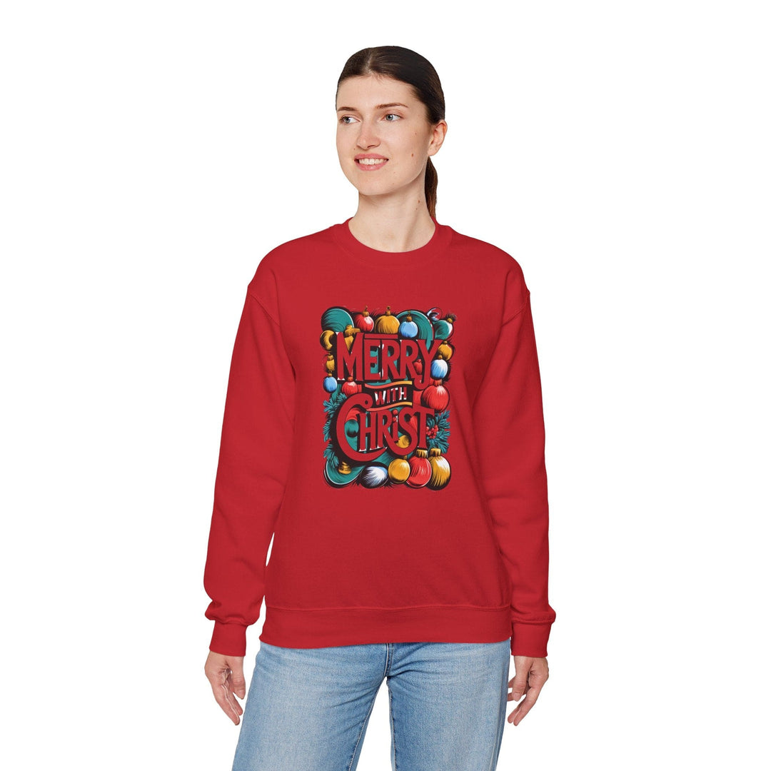Womens Graphic Sweatshirt - Merry with Christ - Holiday Inspiration - Sweatshirt