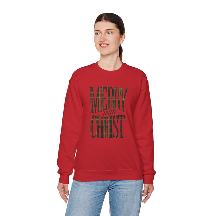 Womens Graphic Sweatshirt - Merry with Christ - Holiday Inspiration - Sweatshirt