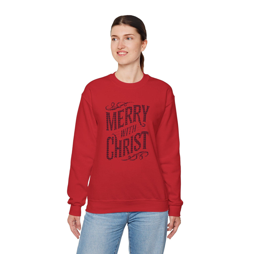 Womens Graphic Sweatshirt - Merry with Christ - Holiday Inspiration - Sweatshirt