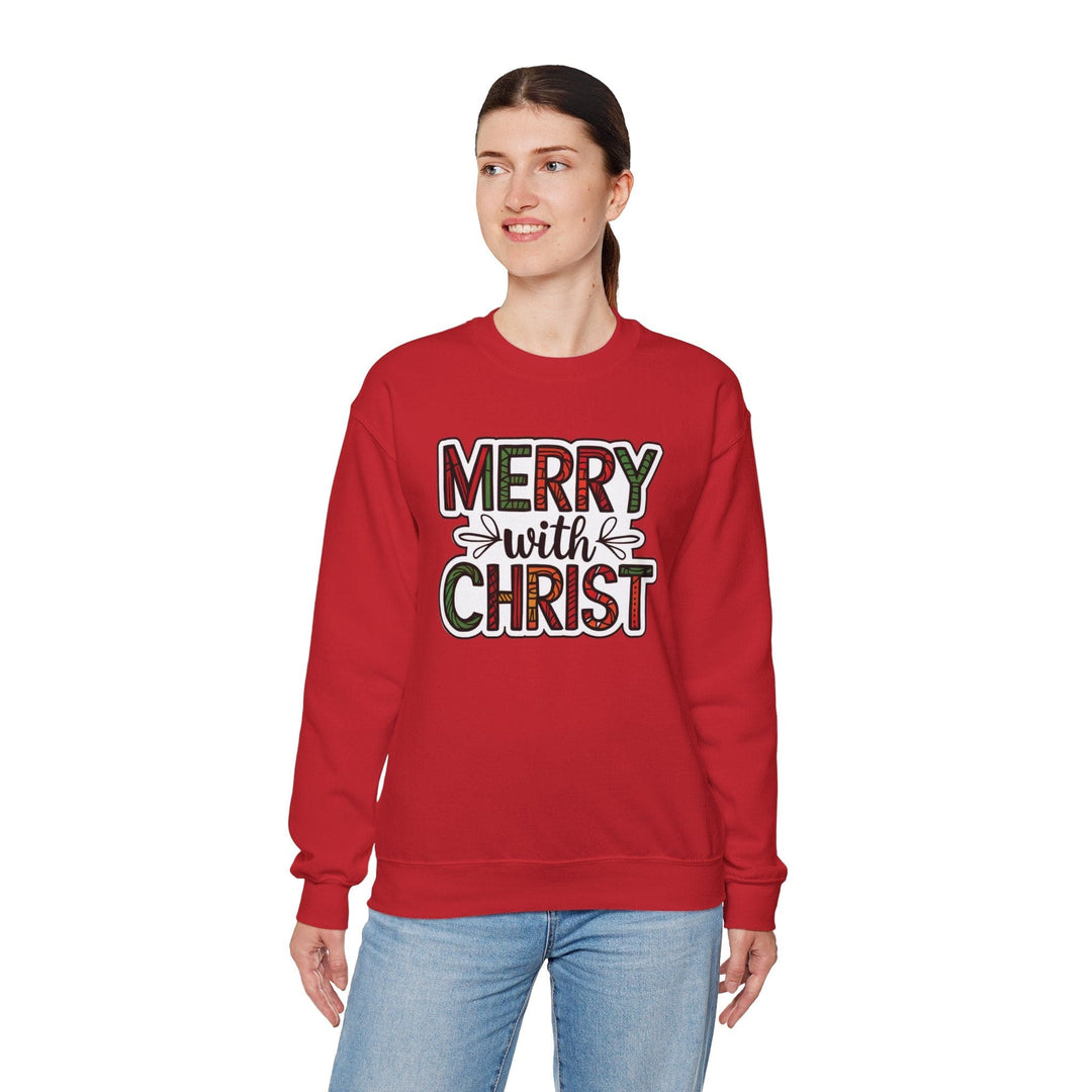 Womens Graphic Sweatshirt - Merry with Christ - Holiday Inspiration - Sweatshirt