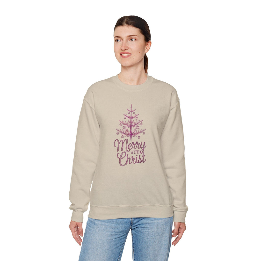 Womens Graphic Sweatshirt - Merry with Christ - Holiday Inspiration - Sweatshirt