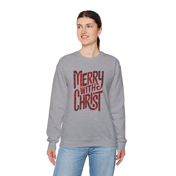 Womens Graphic Sweatshirt - Merry with Christ - Holiday Inspiration - Sweatshirt
