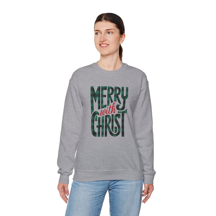 Womens Graphic Sweatshirt - Merry with Christ - Holiday Inspiration - Sweatshirt