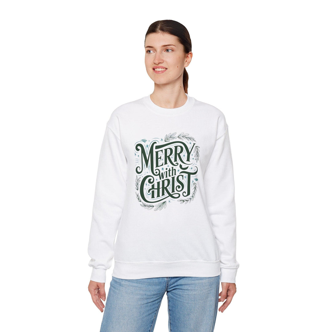 Womens Graphic Sweatshirt - Merry with Christ - Holiday Inspiration - Sweatshirt