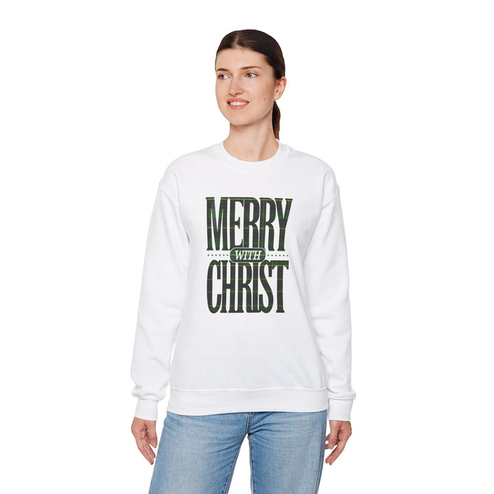 Womens Graphic Sweatshirt - Merry with Christ - Holiday Inspiration - Sweatshirt