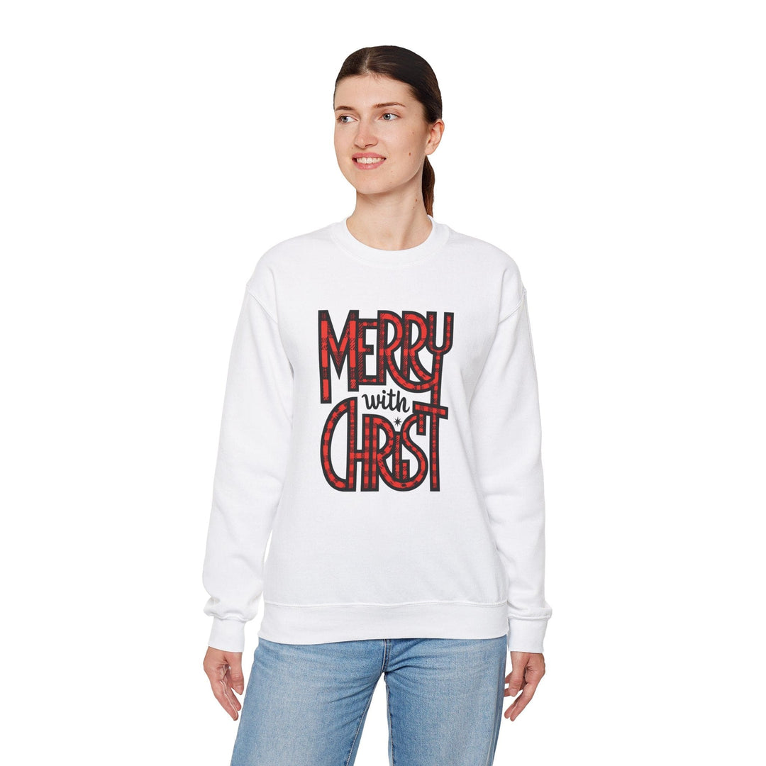 Womens Graphic Sweatshirt - Merry with Christ - Holiday Inspiration - Sweatshirt