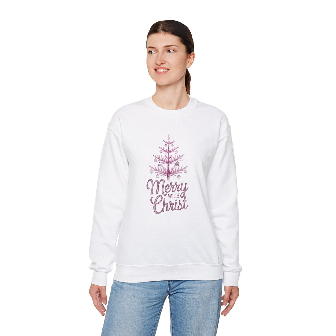 Womens Graphic Sweatshirt - Merry with Christ - Holiday Inspiration - Sweatshirt