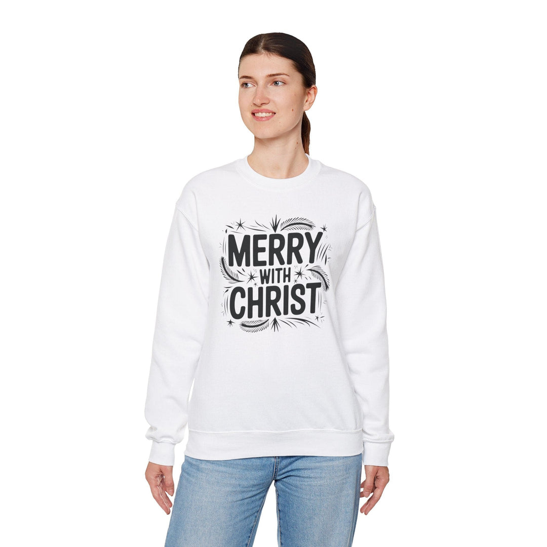 Womens Graphic Sweatshirt - Merry with Christ - Holiday Inspiration - Sweatshirt