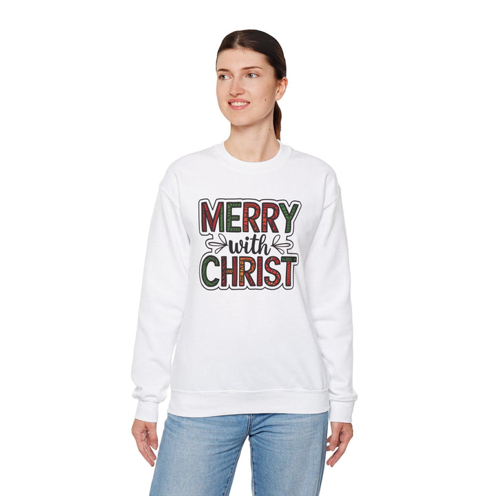Womens Graphic Sweatshirt - Merry with Christ - Holiday Inspiration - Sweatshirt