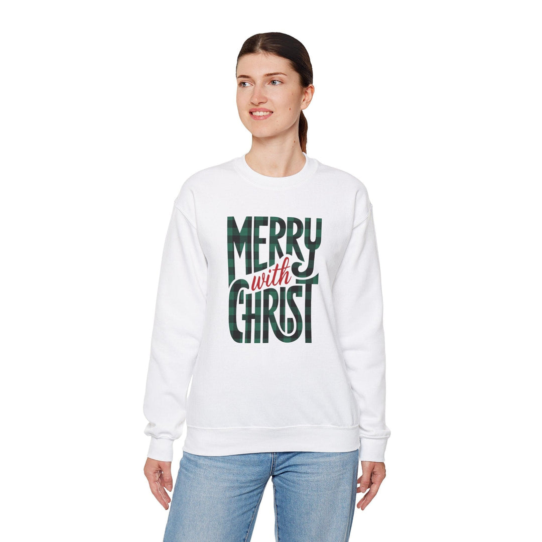 Womens Graphic Sweatshirt - Merry with Christ - Holiday Inspiration - Sweatshirt