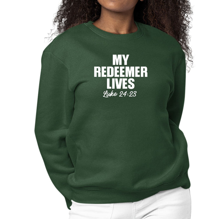 Womens Graphic Sweatshirt my Redeemer Lives Print - Womens | Sweatshirts