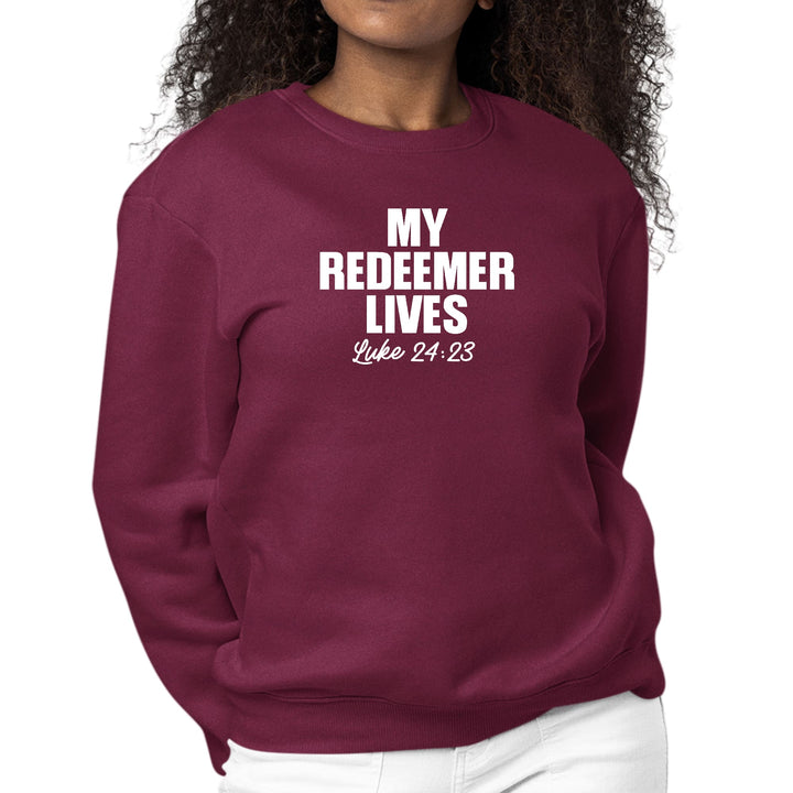 Womens Graphic Sweatshirt my Redeemer Lives Print - Womens | Sweatshirts