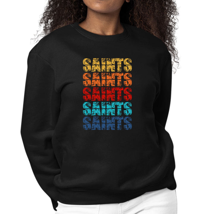 Womens Graphic Sweatshirt Saints Colorful Art Illustration - Womens