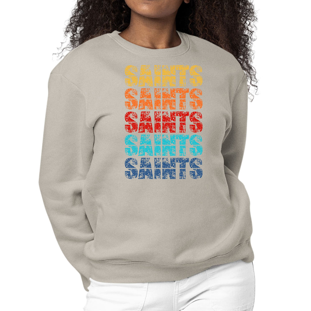 Womens Graphic Sweatshirt Saints Colorful Art Illustration - Womens